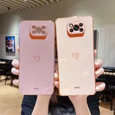 Espelho Quadrado Chapeamento Do Amor Coração Caixa Telefone Em Para Xiaomi Poco X3 Nfc Pro X 3 Gt 5g Borda De Ouro Capa