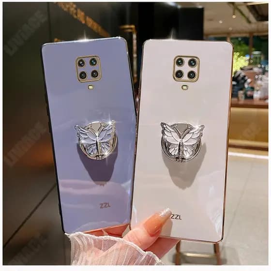Note9 Caixa De Revestimento Do Telefone Com Anel De Borboleta Para O Suporte Xiaomi Redmi Note 9 Pro Max 9s Note9 4G 5G 9C 9A 9T 9AT Redmi9 Tampa Traseira