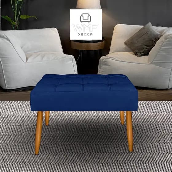 Puff Madri cor Azul Marinho, pés palito, sala, escritório, quarto