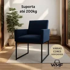 Poltrona Decorativa Nina com Base de Ferro Preto - Moderna e Confortável para Sala, Escritório ou Recepção