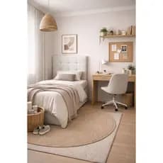 Cabeceira de Cama Solteiro 90 cm Estofada em Suede com Gomos