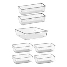 Kit 7 cesto organizador acrilico Multiuso Gavetas geladeira