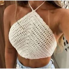 top crochê, top frente única, top moda praia, top verão , cropped crochê, top feminino, look praia, top , moda feminina
