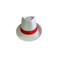 Chapéu Panamá Branco Faixa Vermelho Malandro Carnaval Unissex Praia Verao