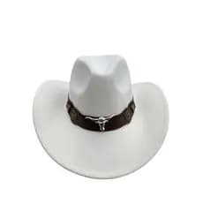 Chapeu Country Branco Off Rodeio Cowgirl Feminino E  Masculino Cowboy Faixa Em Couro Personalizado Novo