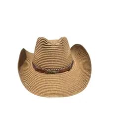 Chapéu De Praia Estilo Country Verão Feminino Palha Sintética Com Detalhe Pena Rodeio Festa Peão