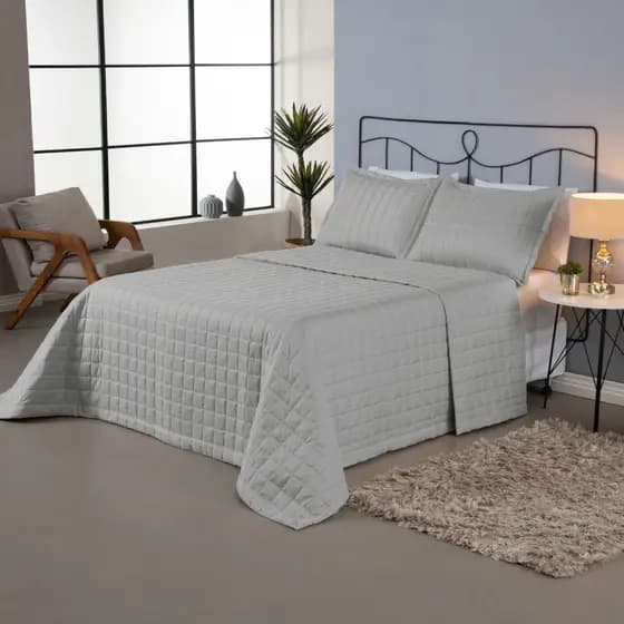 Kit Cama Cobre Leito Colcha King  Soft Touch Matelado Dupla Face 3 Peças Premium