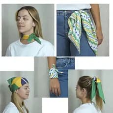 Kit 30 Bandana Lenço Torcida Copa Do Mundo Bandeira Brasil 100% Poliéster