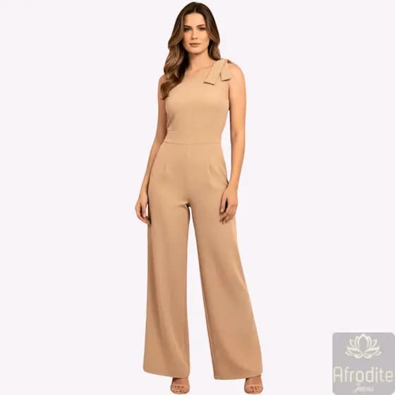 Macacão Crepe Duna Feminino Social Soltinho Longo Festa Elegante Com Moda Pantalona Macaquinho