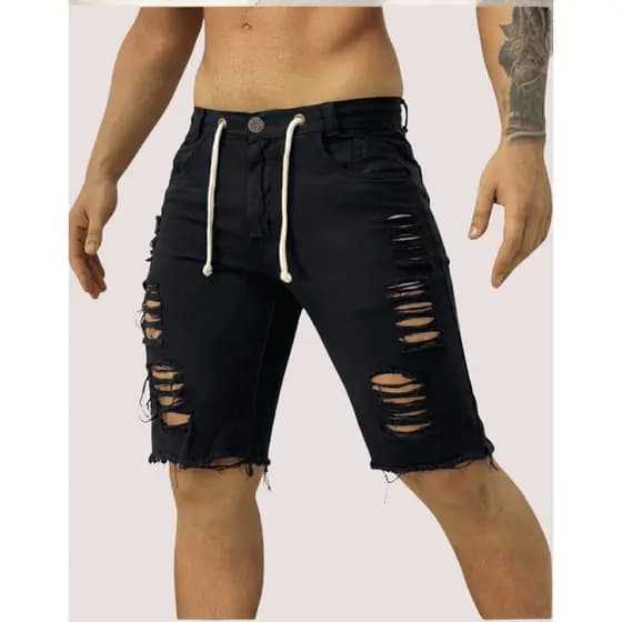 Bermuda Masculina Jeans Bermudas Colorida Premium Masculino Diversas Cores/Rasgada Em Relevo Adulto