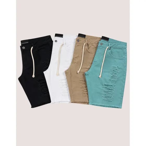 Bermuda Jeans Masculina Direto Da Fabrica Colorida Premium Masculino Diversas Cores/Rasgada