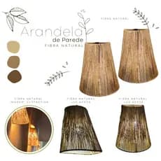 Kit 2 arandelas luminária de parede cone de Palha de Milho natural MÉDIA 26 cm