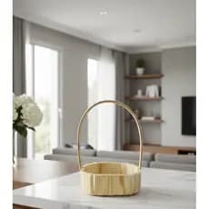 Kit Cesto Oval Fraldeira Madeira 16cm com Alças Flexíveis para Decoração