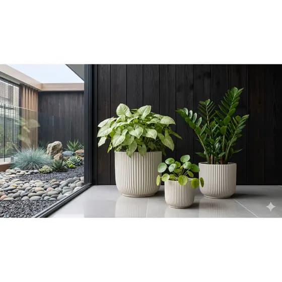 Kit com 3 Vasos para Plantas Decorativo Cachepô Moranga Liso Centro Mesa Suculentas Cactos N2 N3 N4
