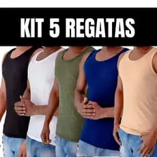 kit 5 Regatas Caneladas Ribana Americanas Masculina Camiseta Básica Justa Promoçao Envio em 24h