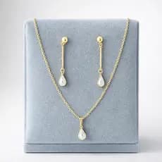 Conjunto de colar e brinco gota folheado OURO 18K