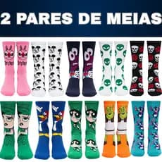 Kit 2 Pares de Meias Divertidas Adulto – Personagens | Unissex