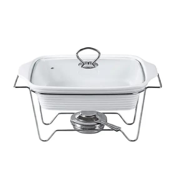 Rechaud retangular em porcelana com queimador 2,8L