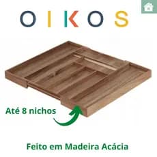 ORGANIZADOR DE TALHERES EXTENSIVEL DE ACACIA - OIKOS NATURAL  Ean :7908192531810