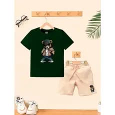 Camiseta + Short Safari Conjunto Urso Malandro II Infantil Uso Moda Teen Kids Bolso Lateral