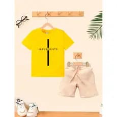 Camiseta + Short Conjunto Infantil Jesus Cristo Moda Teen Conjunto De Bermuda Juvenil Conjunto De Bermuda Juvenil
