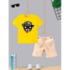 Camiseta + Short Conjunto Infantil Urso De Oculos Moda Teen Conjunto De Bermuda Juvenil Conjunto De Bermuda Juvenil