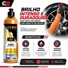 Pretinho para Pneus Rubber Nitro 500ml Selante Revitalizador de Borrachas e Plásticos