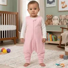 Saco Saquinho de Dormir Bebê Com Pé (Sleep Bag) Cobertor de Vestir Soft (Rosa) Tam. G