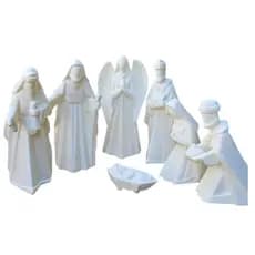 Presepio Minimalista 7 Peças Branco Dourado Decoração Natal
