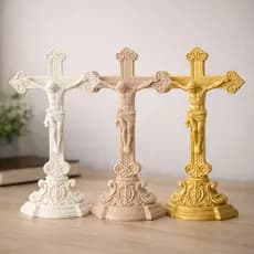 Cruz Crucifixo Luxo Jesus São Bento de 20 Cm Para Parede Ou Mesa Fita Dupla Face
