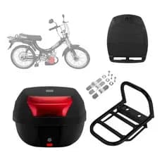 Baú Bauleto 28 Litros + Bagageiro Churrasqueira Em Tubo Para Bicicleta Mobliete Bikelete Caloi Entrega Caixa