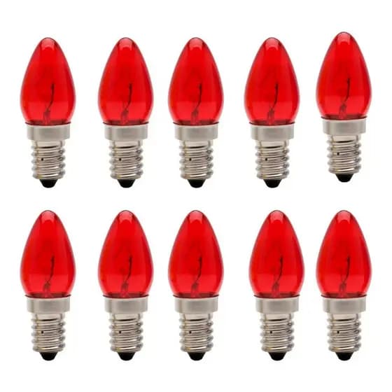 10 Lâmpada Chupeta Vermelha 7w 127V/220V Incandescente E-14
