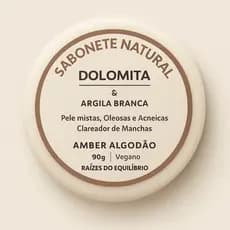 Sabonete Artesanal  Clareador de Dolomita e Argila Branca, Pele toque de Aveludada 90g