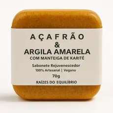 Sabonete de Açafrão, Argila Amarela e Manteiga de Karité 70g - Rejuvenescedor - Raízes do Equilíbrio