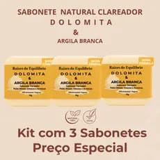 Sabonete Natural  PACK PROMO 3 UNID - Dolomita & Argila Branca, trata Cravos e Espinhas - 70g