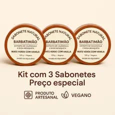 Promo com 03 Sabonetes Natural Íntimo de Barbatimão com Extrato de Calêndula e Rosa Mosqueta 120g