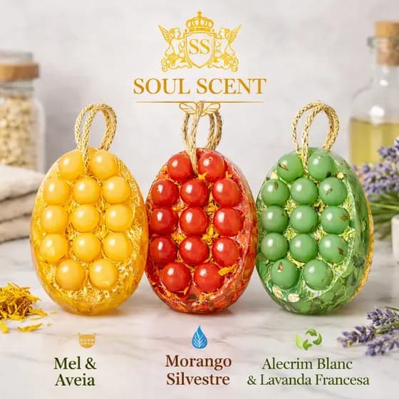 Sabonete Massageador Artesanal com Bucha Vegetal, Mel & Aveia, Hidratação e SPA Nat Soul Scent 145g