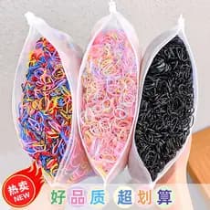 Kit 500/2000 Peças Bolsa Elástico De Cabelo Feminino Descartável Multicolorido