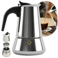 Cafeteira Italiana 6 Xícaras Expresso Chaleira Aço Inox 360ml Todos os Fogões Indução A Gás