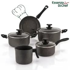 Conjunto Jogo de Panelas 05 Peças Grafite Todos os Fogões Ceramica Estampado Indução