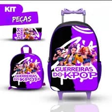 Kit de mochila rodinha infantil menina