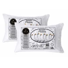 Kit 2 Travesseiro Pluma de Ganso Alta Maciez Antialérgico Lavável 70x50