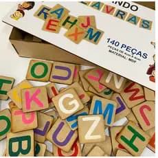 Jogo Educativo Alfabeto Móvel Formando Palavras mdf Madeira - Mega Impress