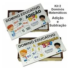 Kit 02 Dominós Educativo Matemático Adição E Subtração Mdf - Mega Impress