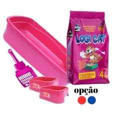 Kit Caixa Bandeja e 4kg Areia de Gato Com Comedouro, Bebedouro e Pá Higiênica Bandeja