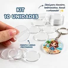 Base Acrílica Redonda 3cm 10 Peças Para Chaveiro Lembrancinha Biscuit Artesanato