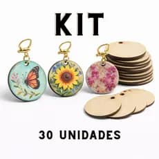 Bolacha MDF 3cm com Furo Kit 30 Unidades para Chaveiro Tags Artesanato Personalização