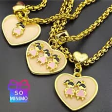 Colares Banhados a Ouro e Prata com Coração e Zircônia - Elegantes para Meninos e Meninas