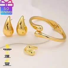 Pulseira e Brincos anel Feminino Exagerados com Abertura de Mola – Presente Elegante para Ela/Ele