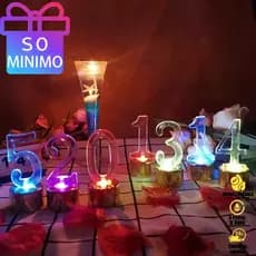 Vela de Chá LED Eletrônica Número Personalizado – Multicor Piscante para Aniversário e Eventos